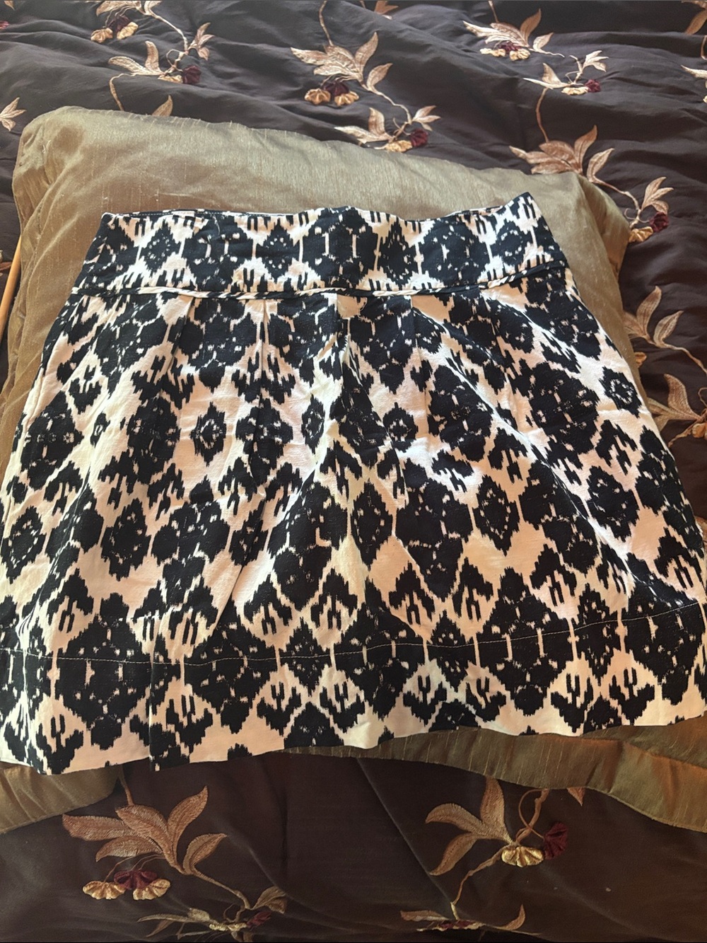 LOFT Black and White Ikat-Print Mini Skirt